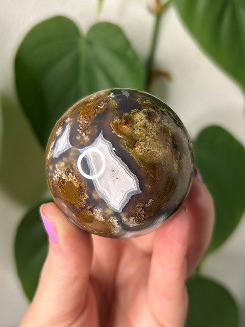 Scenic Moss Agate sphere - Indonesia (199g)
