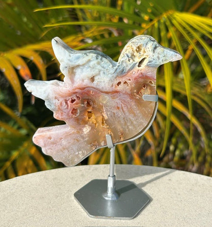 Rainbow Plume Agate bird with custom stand - (149g) Indonesia