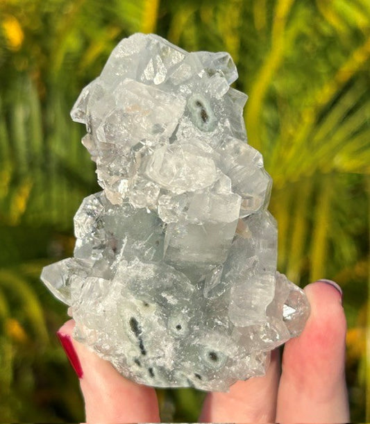 Diamond Apophyllite with blue Chalcedony matrix - (149g)