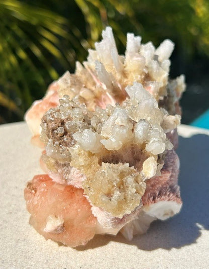 Pink Mordenite with Calcite and Stilbite - India (815g)
