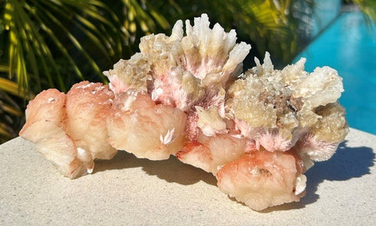 Pink Mordenite with Calcite and Stilbite - India (815g)