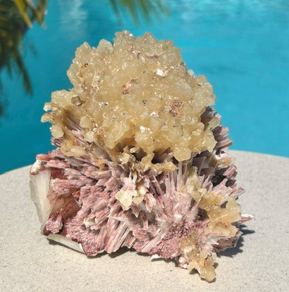 Pink Mordenite with Calcite and Stilbite - India (759g)