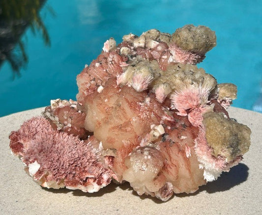 Pink Mordenite with Calcite and Stilbite - India (829g)
