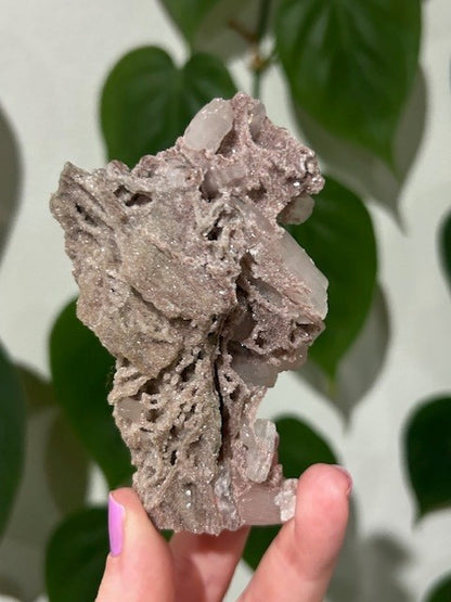 Rose Dust collection - Pink Chalcedony with stilbite (82g)