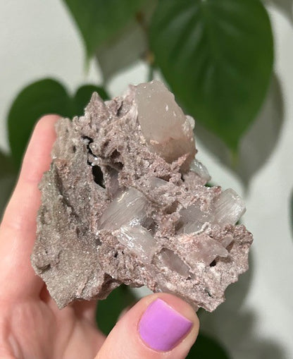 Rose Dust collection - Pink Chalcedony with stilbite (82g)