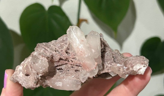 Rose Dust collection - Pink Chalcedony with stilbite (82g)