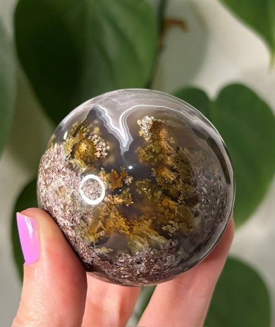 Scenic Moss Agate sphere - Indonesia (206g)