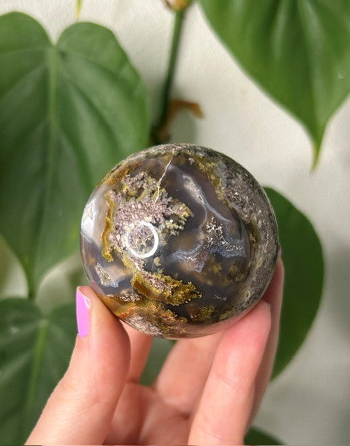 Scenic Moss Agate sphere - Indonesia (199g)