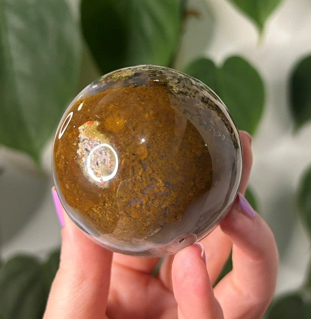 Scenic Moss Agate sphere - Indonesia (259g)